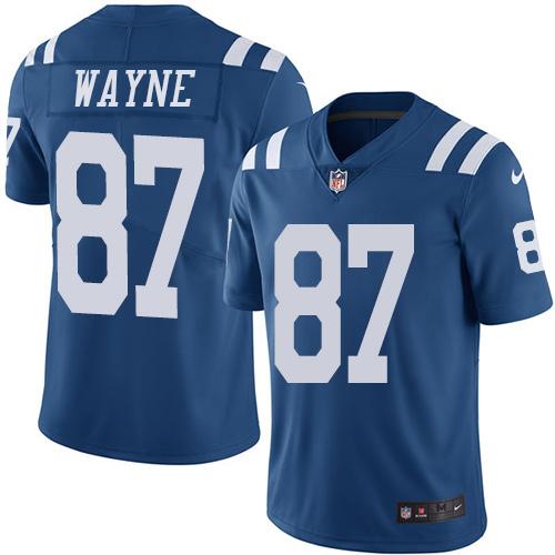 Nike Colts #87 Reggie Wayne Royal Blue Men's Stitched NFL Limited Rush Jersey - Click Image to Close